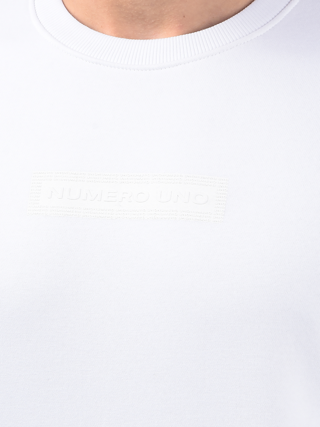 Numero Uno Men Solid White Sweat Shirt